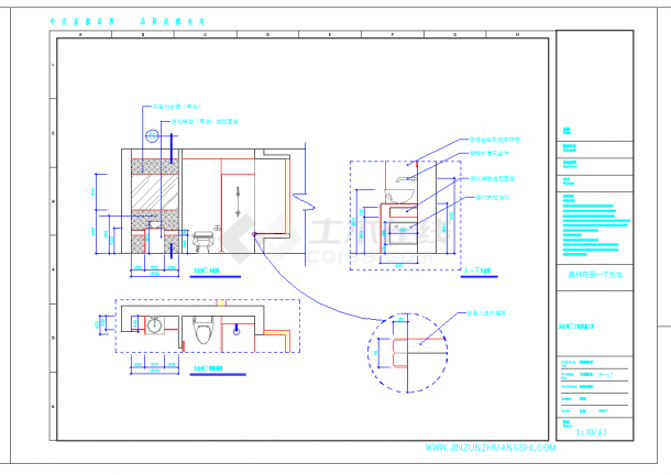 无锡三室两厅雅居装修图CAD图纸-图二