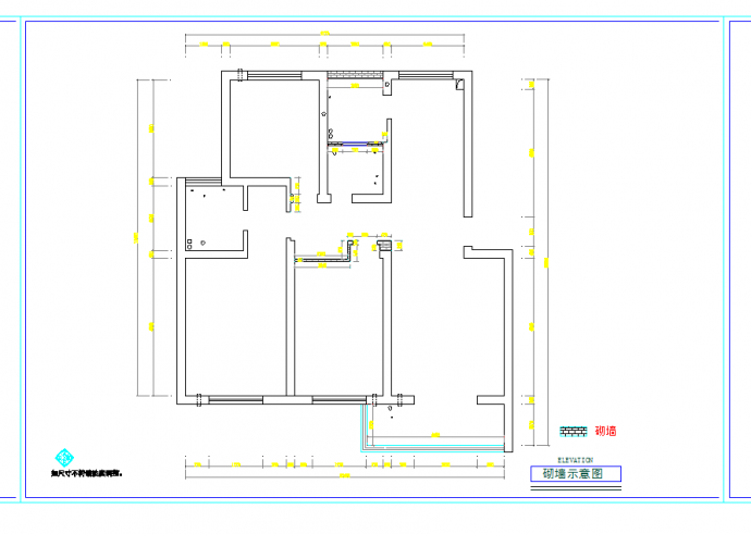 浙江简约三室两厅两卫装修图CAD图纸_图1