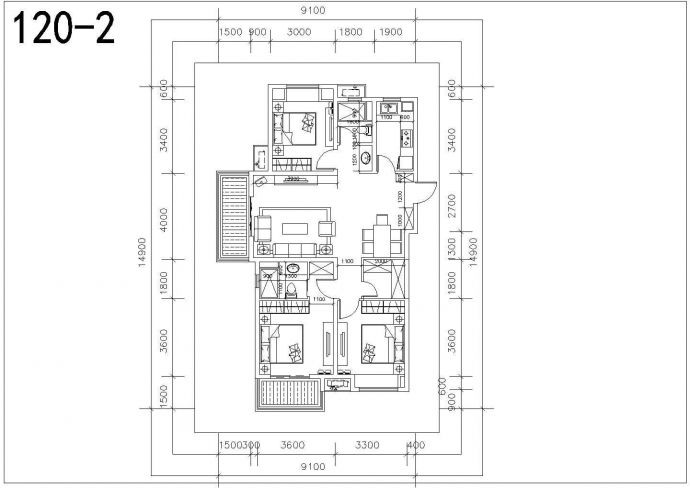 某多层住宅楼小区户型设计cad建筑平面方案图纸_图1