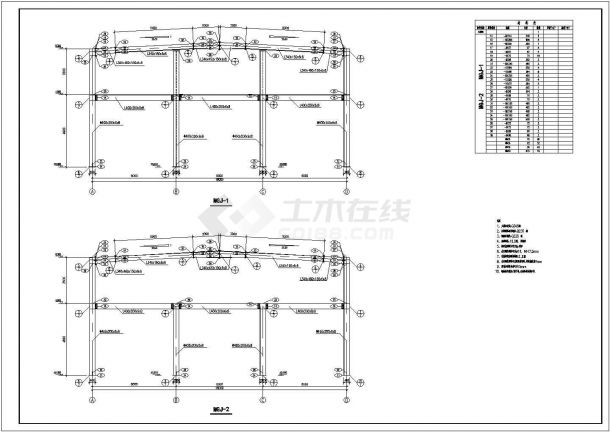 上海市某化工厂单层轻钢结构加工车间全套建筑结构设计CAD图纸-图二