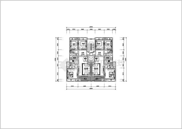 某地下一层地上七层框架结构洋房设计cad建筑平面方案图-图二