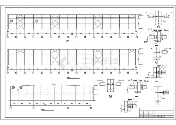 西双版纳地区某大型服装厂单层钢结构厂房建筑结构设计CAD图纸-图二