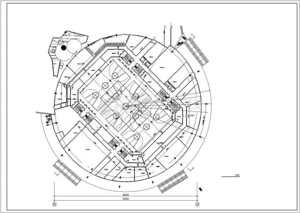 一沿海城市大学体育馆建筑平立面详图-图二