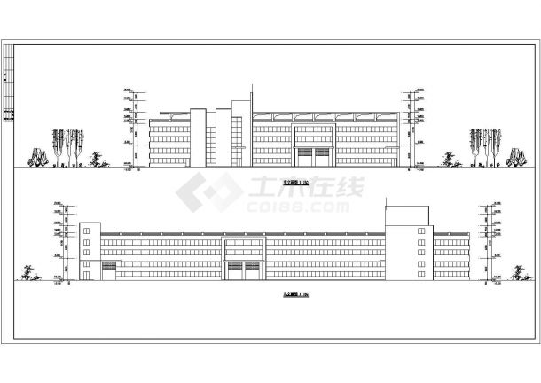 某厂房设计cad建筑方案图（含效果图）-图二
