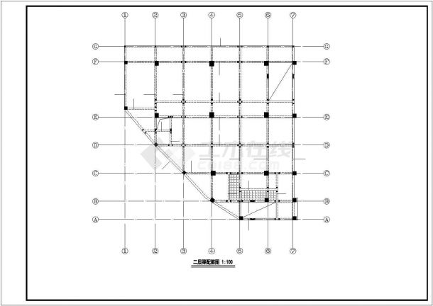 六层框架结构中学教学楼结构图（CAD，21张图纸）-图一