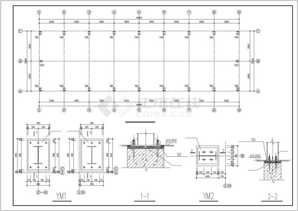 大连市某大型电子管制造厂单层钢结构建筑结构设计CAD图纸-图一