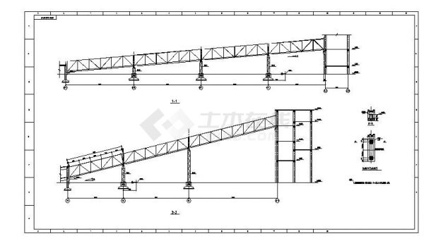 某钢结构桁架连廊结构设计详图-图一