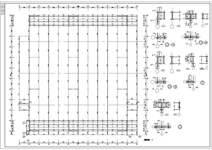 宁波市某大型家具城4层钢结构展厅全套建筑结构设计CAD图纸_图1