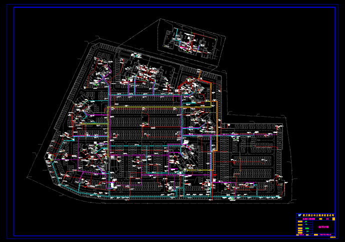 某大型高层住宅楼小区一期工程地下室配电设计cad电气总平面图_图1