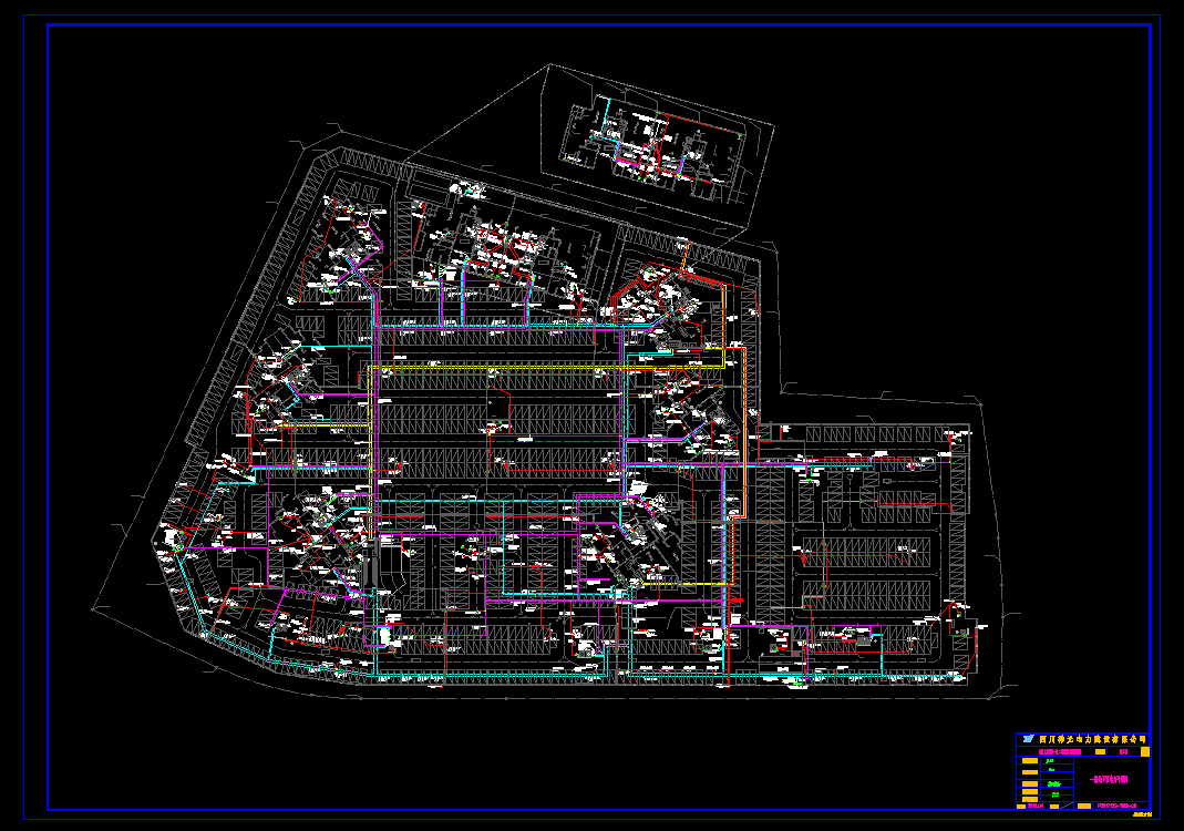 某大型高层住宅楼小区一期工程地下室配电设计cad电气总平面图