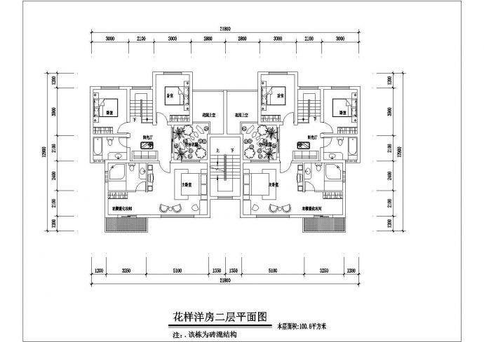 四层花样洋房住宅户型设计CAD图纸_图1