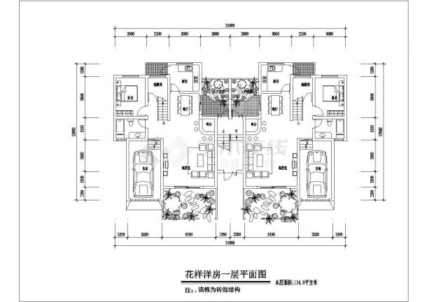 四层花样洋房住宅户型设计CAD图纸-图二