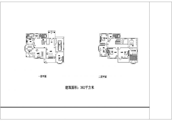 某建筑面积362平米二层框架结构别墅设计cad建筑方案图纸_图1