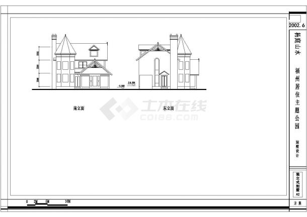 某三层砖混结构私家别墅设计cad详细建筑施工图-图二