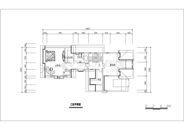 某三层带地下室框混结构别墅设计cad建筑方案图-图一