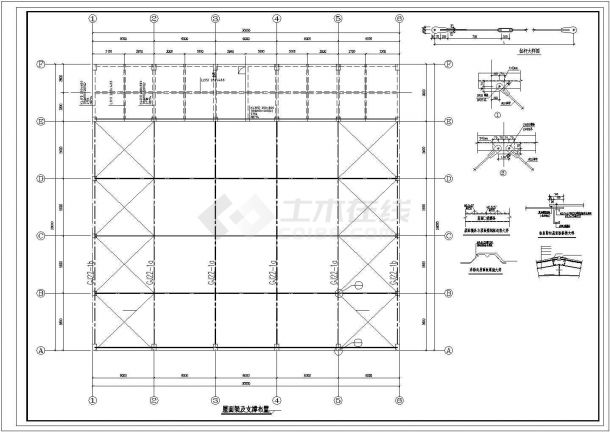 济南市某知名品牌汽车4S店单层钢结构展厅全套结构设计CAD图纸-图一