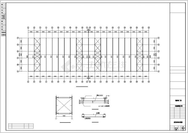 芜湖市某小型污水处理厂单层钢结构厂房全套建筑结构设计CAD图纸-图一