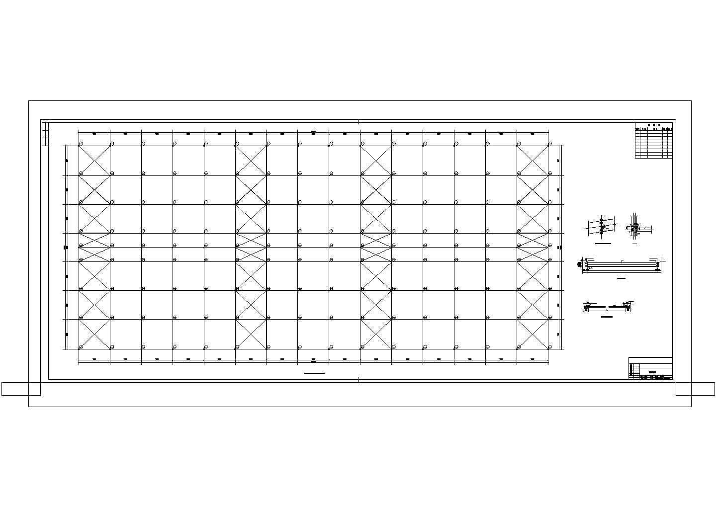哈尔滨市某钢材厂三层框架顶层门式钢架结构生产厂房结构设计CAD图纸