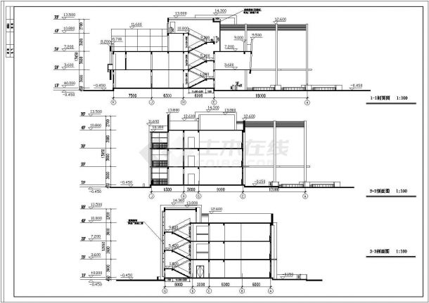 某地三层幼儿园建筑设计CAD图-图二