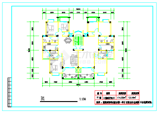 某地区住宅楼建筑户型设计cad图纸-图一