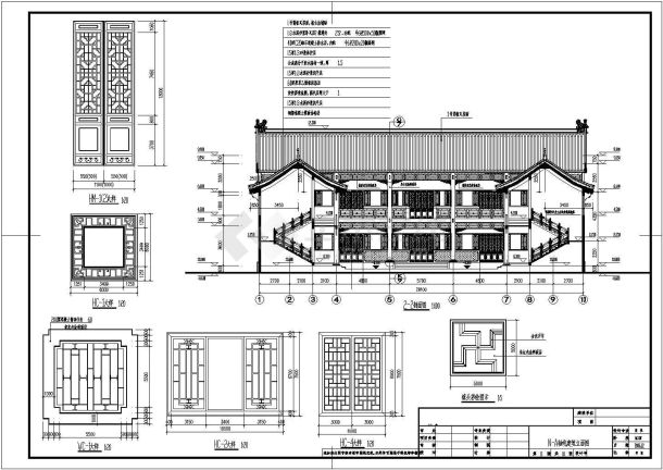 某地两层砖混结构仿古住宅建筑设计图纸-图二