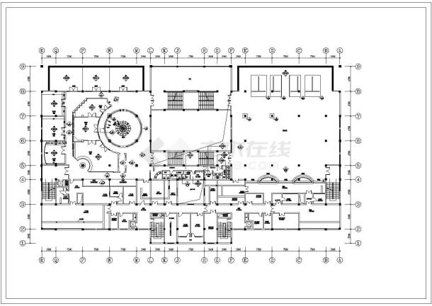 大学餐厅全套装修设计CAD图-图二