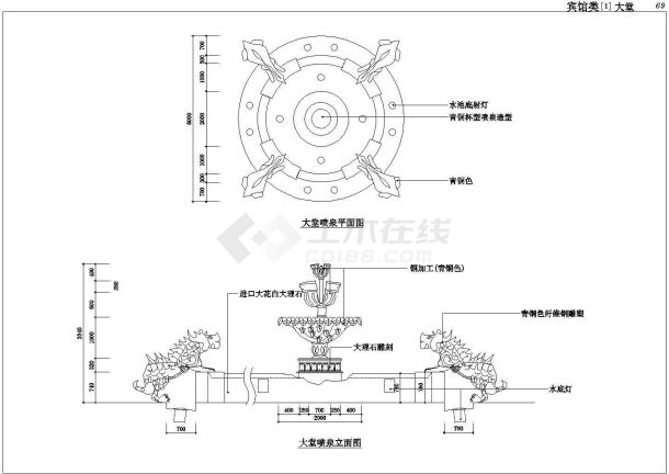 某市欧式旅馆装修结构平立面详图-图一