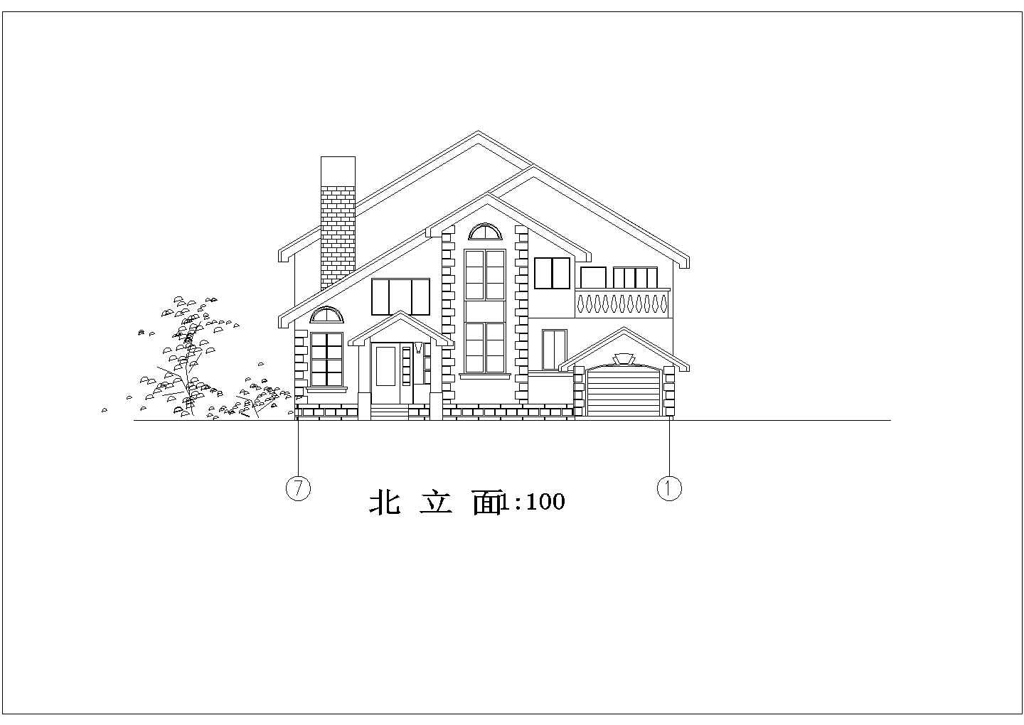 某二层框混结构新农村别墅设计cad全套建施图