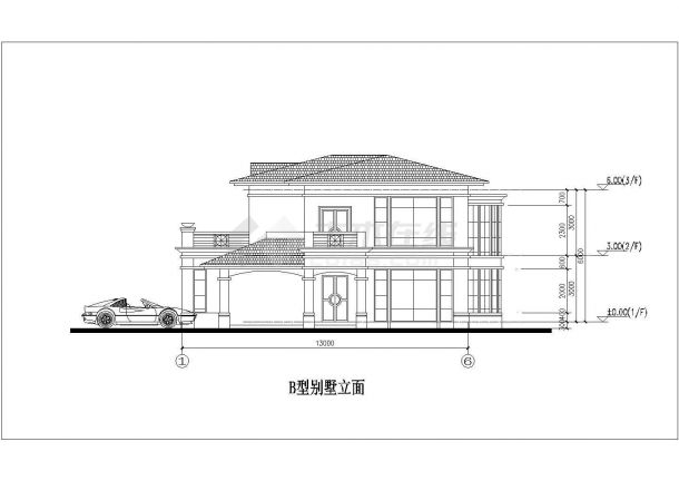 某二层框架结构欧式别墅设计cad建筑方案图（含3种类型设计）-图一