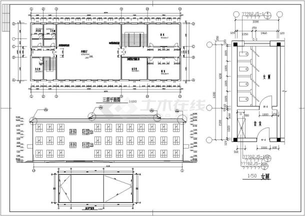 某三层砖混结构综合教学楼建筑方案图（高11米）-图二