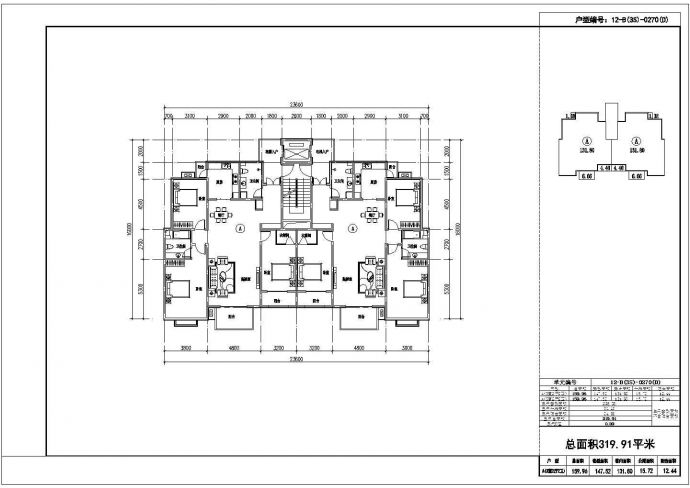某小区大联排建筑电梯入户设计施工CAD图纸_图1