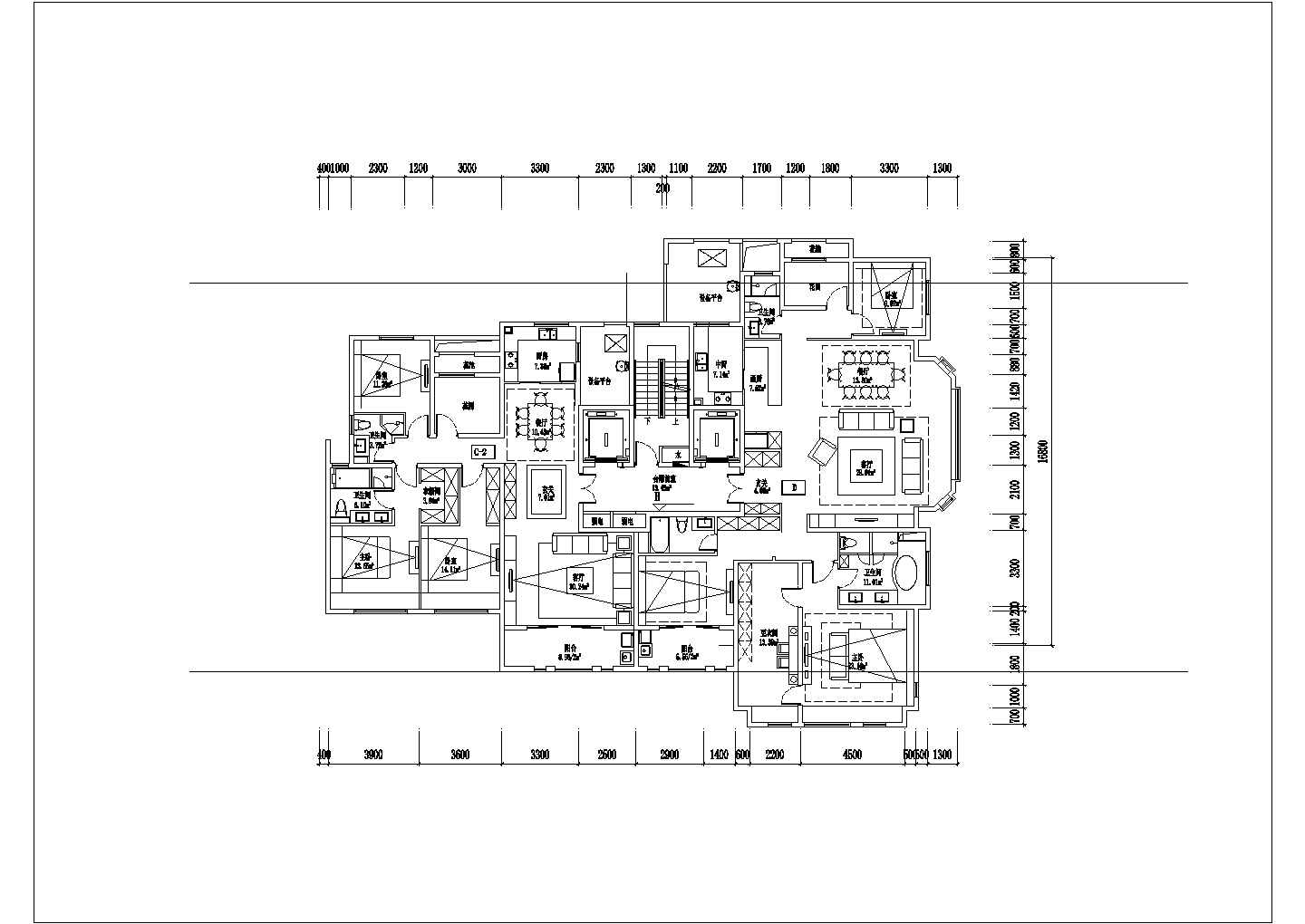 某小区独栋高层建筑室内装修设计施工CAD图纸