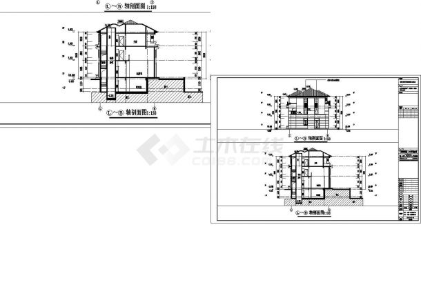 某小区双拼墙身建筑室内户型设计施工CAD图纸-图二