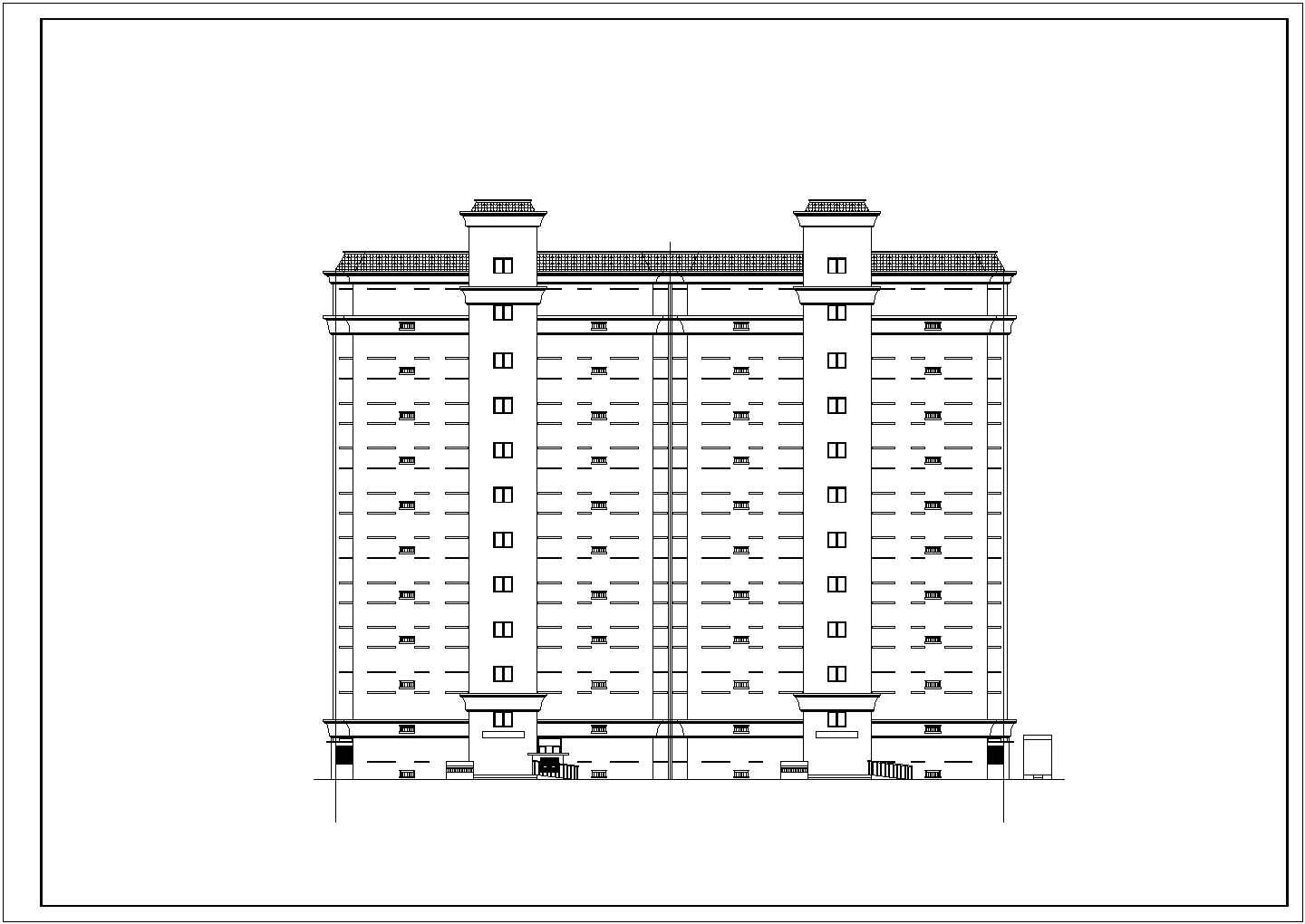 某小区独栋公寓建筑一梯两户设计施工CAD图纸