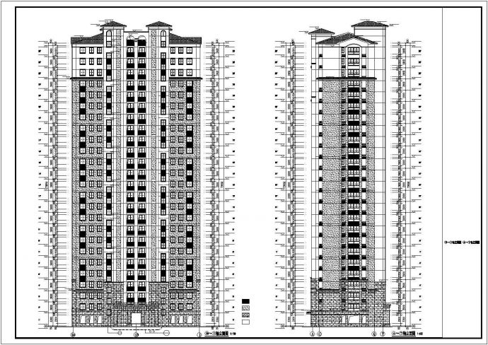 某小区独栋公寓建筑两梯四户设计施工CAD图纸_图1
