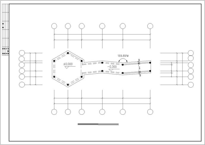 六角亭及连亭曲桥建筑施工设计方案图_图1
