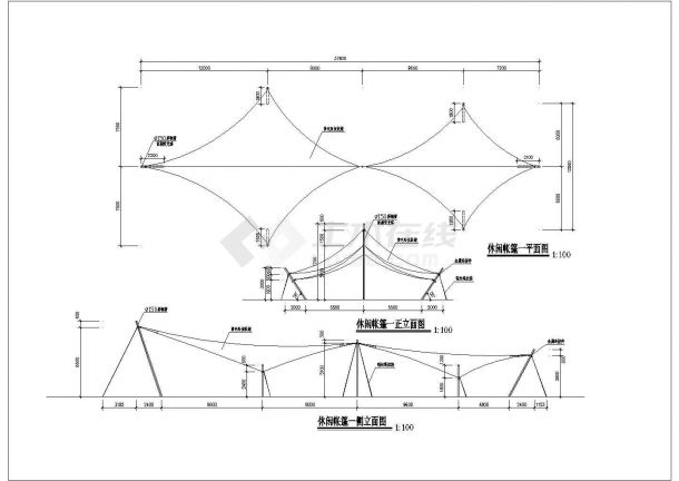 某公园休闲帐篷设计cad施工详图-图一