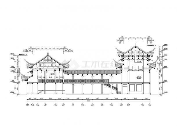 某中式戏台、祠堂等设计cad详细建筑施工图-图二