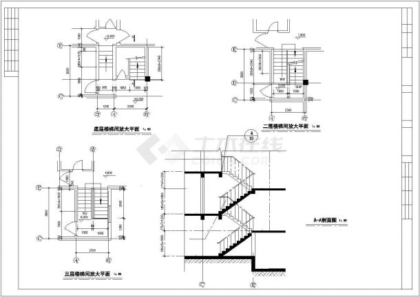 某3层独栋别墅砖混结构建筑设计施工CAD图纸-图一