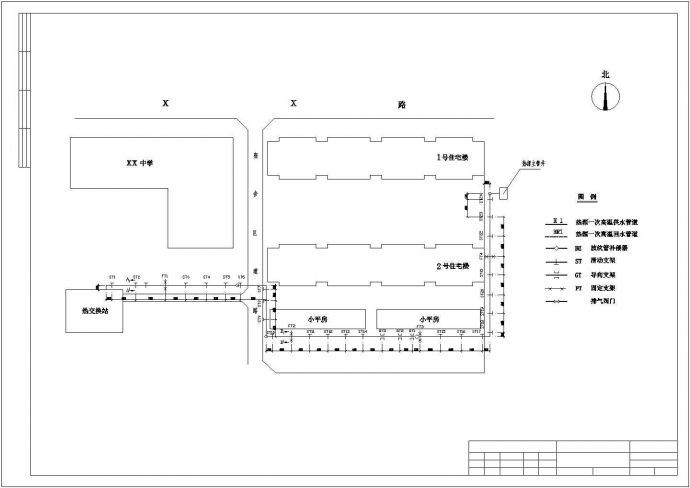 某印染厂宿舍室外供热管网系统设计施工CAD图纸_图1