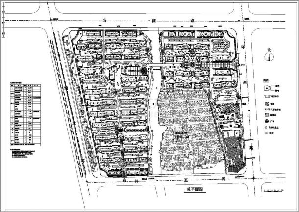 某高档多层生活小区规划设计cad总平面施工图（含主要经济技术指标）-图一