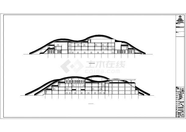 临江市体育馆1.4万平米4层框架结构健身中心全套建筑设计CAD图纸-图二