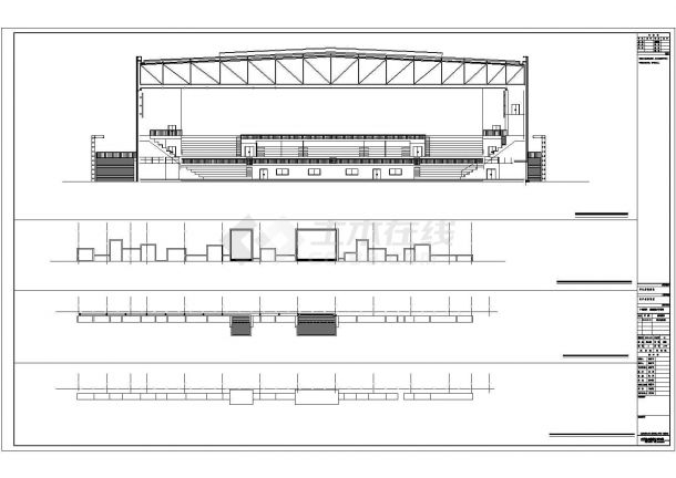 西安市某4.3万平米三层钢网架金属屋面丙型体育中心建筑设计CAD图纸-图一