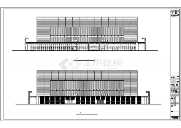 西安市某4.3万平米三层钢网架金属屋面丙型体育中心建筑设计CAD图纸-图二