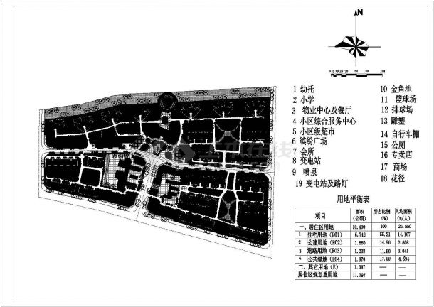 某多层居民小区详细规划设计cad总平面方案图-图一