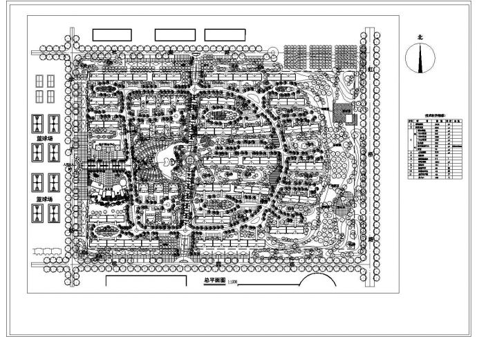 某方形地块多层住宅小区规划设计cad总平面施工图（含技术经济指标）_图1