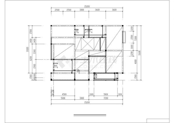 某地区二层美式别墅建筑结构设计CAD施工图（有效果图）-图二