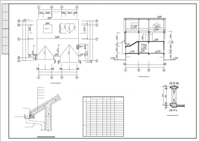 某三层东南亚风格别墅建筑施工图纸（3张图纸）_图1