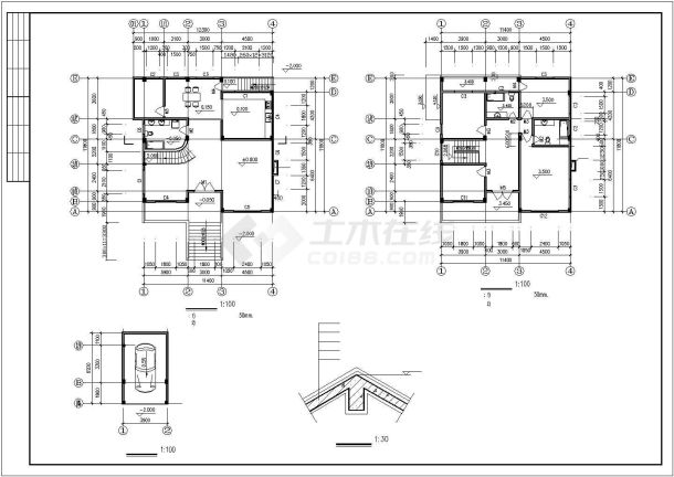 某三层东南亚风格别墅建筑施工图纸（3张图纸）-图二