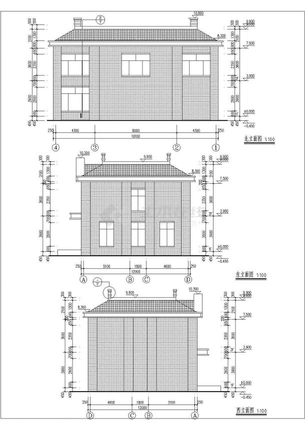 西安市张庙社区400平2层框架结构社区服务中心建筑+结构设计CAD图纸-图一